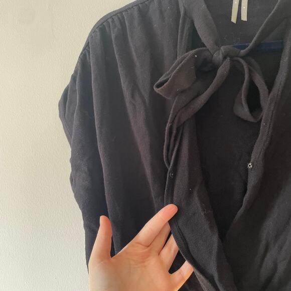 By Anthropologie Rambuteau Black Knit Sleeveless Wrap Sweater Neck Tie Sz S - Picture 5 of 10